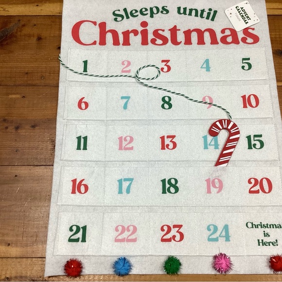 NWT hanging heavy felt Christmas Advent Calendar peppermint theme - Picture 2 of 2